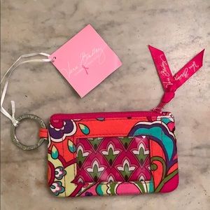 Vera Bradley Iconic Zip ID Case in Pink Swirls